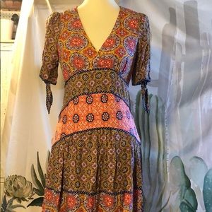 Anthropologie, maxi dress with cut out in sleeve
